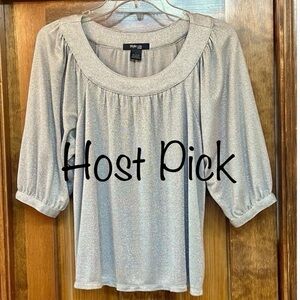 $5 ADD ON with $15+ Bundle Style & Co.‎ Petite Top Silver Metallic Sz LP EUC